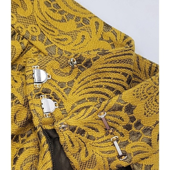 Tibi New York Mustard Yellow Paisley Floral Lace Mini Skirt Women's Size 6 - Picture 4 of 11